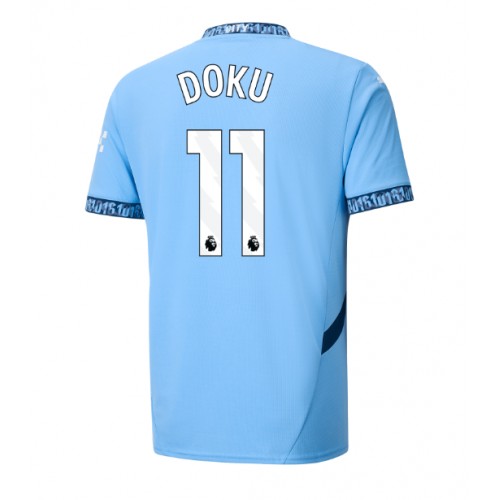 Fotballdrakt Herre Manchester City Jeremy Doku #11 Hjemmedrakt 2024-25 Kortermet